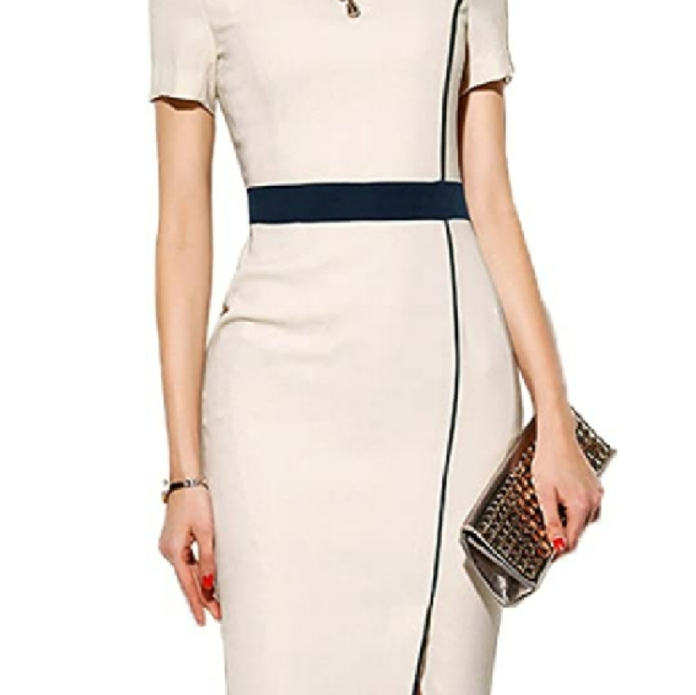 NWT stunning Woosunze Color-block Slim Bodycon Business Pencil Dress